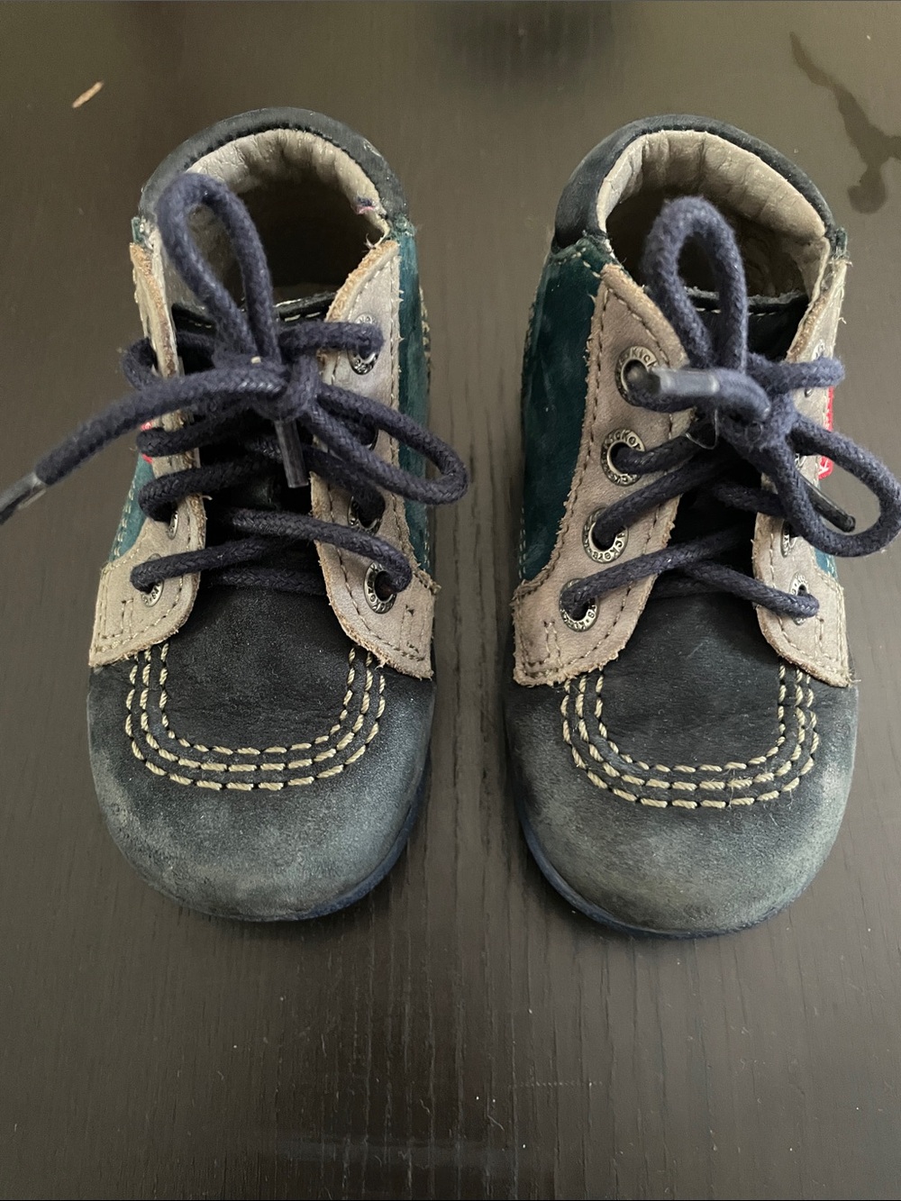 Kickers Navy and Gray Lace-Up Toddler Boots